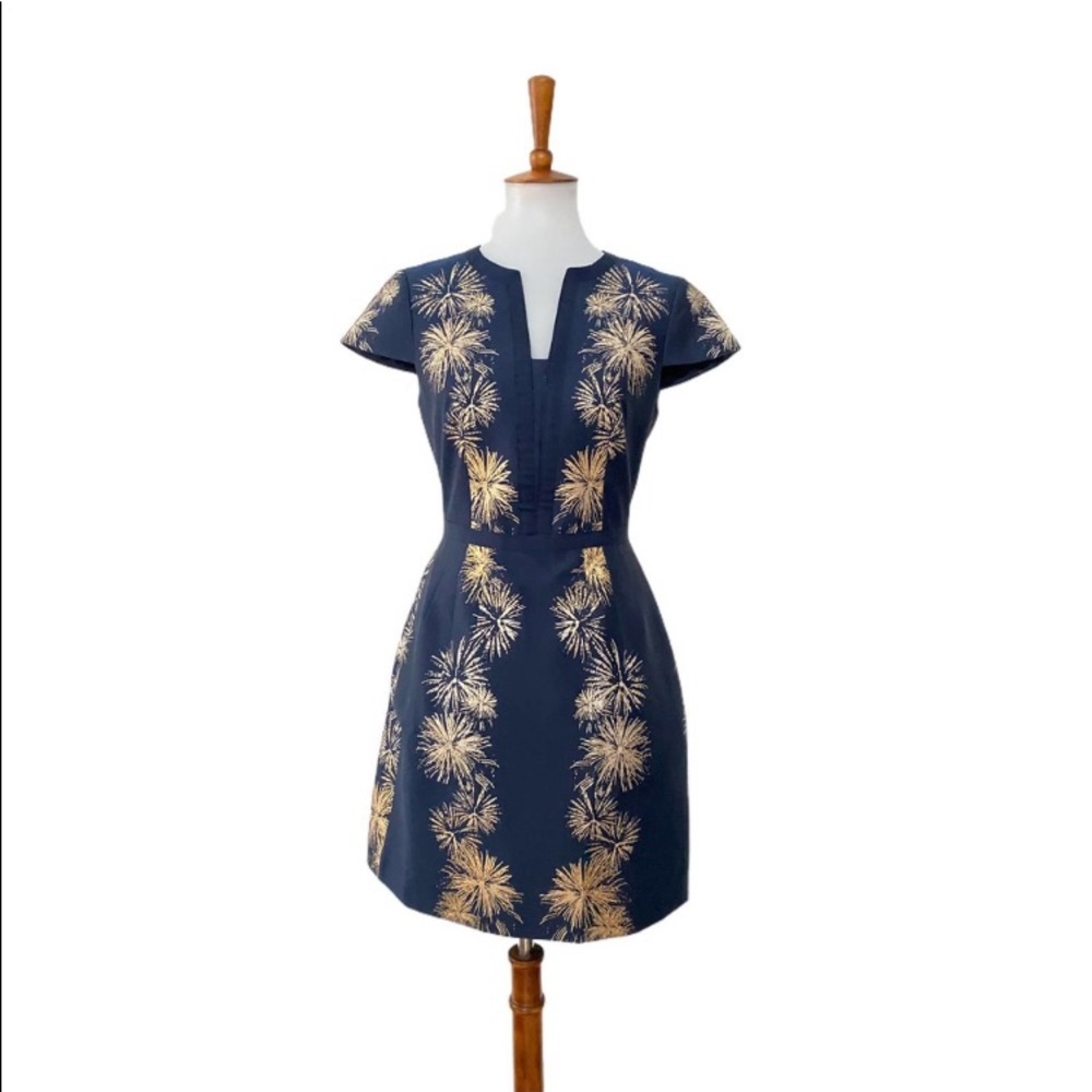 Ted Baker Tzalla blue & gold maxi dress with sidepocket.